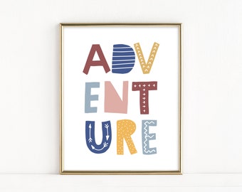 Adventure Typography Printable, Travel Quote Poster, Adventure Printable Art, Travel Quote Sign, Instant Download