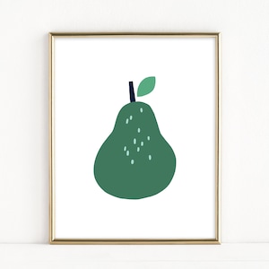 Modern Pear Abstract Print, Mid Century Modern Art, Kitchen Print, Modern Food Art Print, Modern Wall Art, Scandinavian Fruit Printable Art