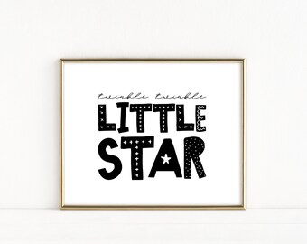 Twinkle Twinkle Little Star Print, Habitación para niños imprimible, Arte de la pared de la guardería, Imprimibles de citas de la guardería, Decoración de la habitación de los niños, Baby Shower