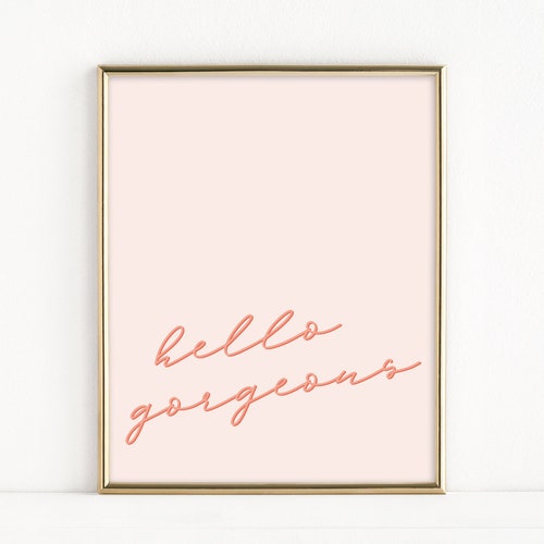 Hello Printable Artwork for Girls Blush Pink Wall Etsy