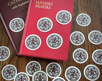 Luther Rose Stickers, Luther Rose Decals, Luther's Rose, Luther Seal, Luther's Seal, Lutheran Sticker, Lutheran Stationery, Confirmation