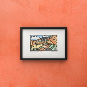 Landscape Arch Art, Arches National Park Art, Moab Art, Landscape Arch Linocut, Landscape Arch Watercolor, Southern Utah Art, Utah Art, Utah