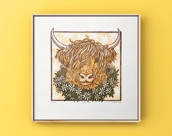 Highland Cow Art, Heilan Coo Art, Signed Original Art