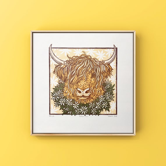 Highland Cow Art, Heilan Coo Art, Signed Original Art