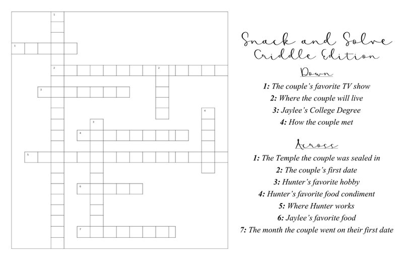 Personalized Party Crossword Puzzle Etsy Personalized Party Crossword Puzzle Etsy