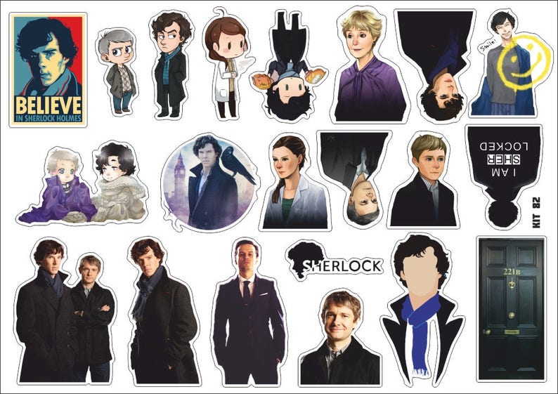 Set of vinyl stickers sherlock holmes bbc sherlock watson | Etsy