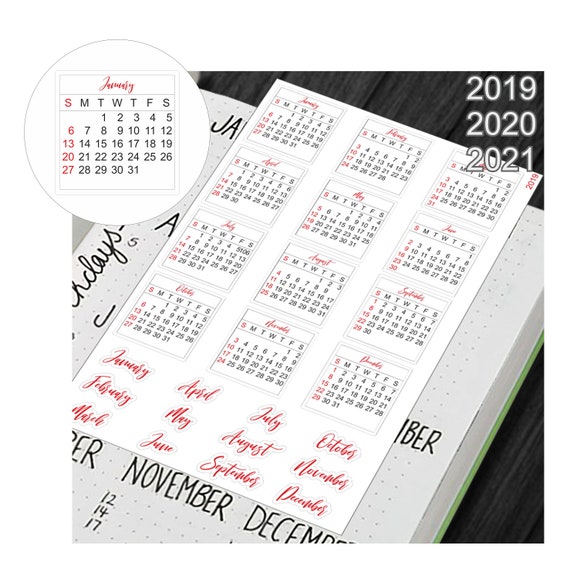 2019 2020 2021 Monthly Calendar Planner Stickers Etsy 2019 2021 monthly calendar