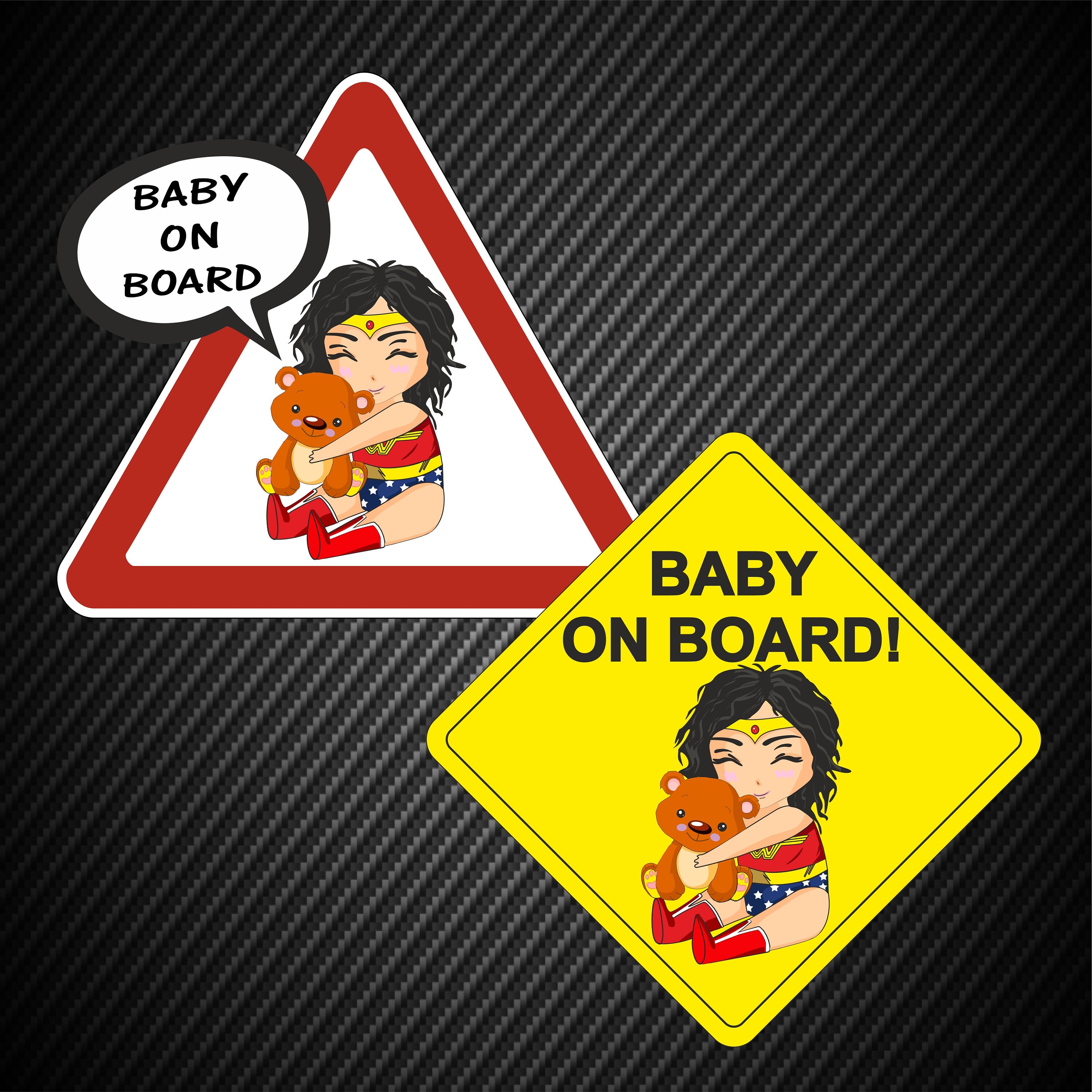 Baby On Board Wonder Woman Stickers For The Car Etsy Canada