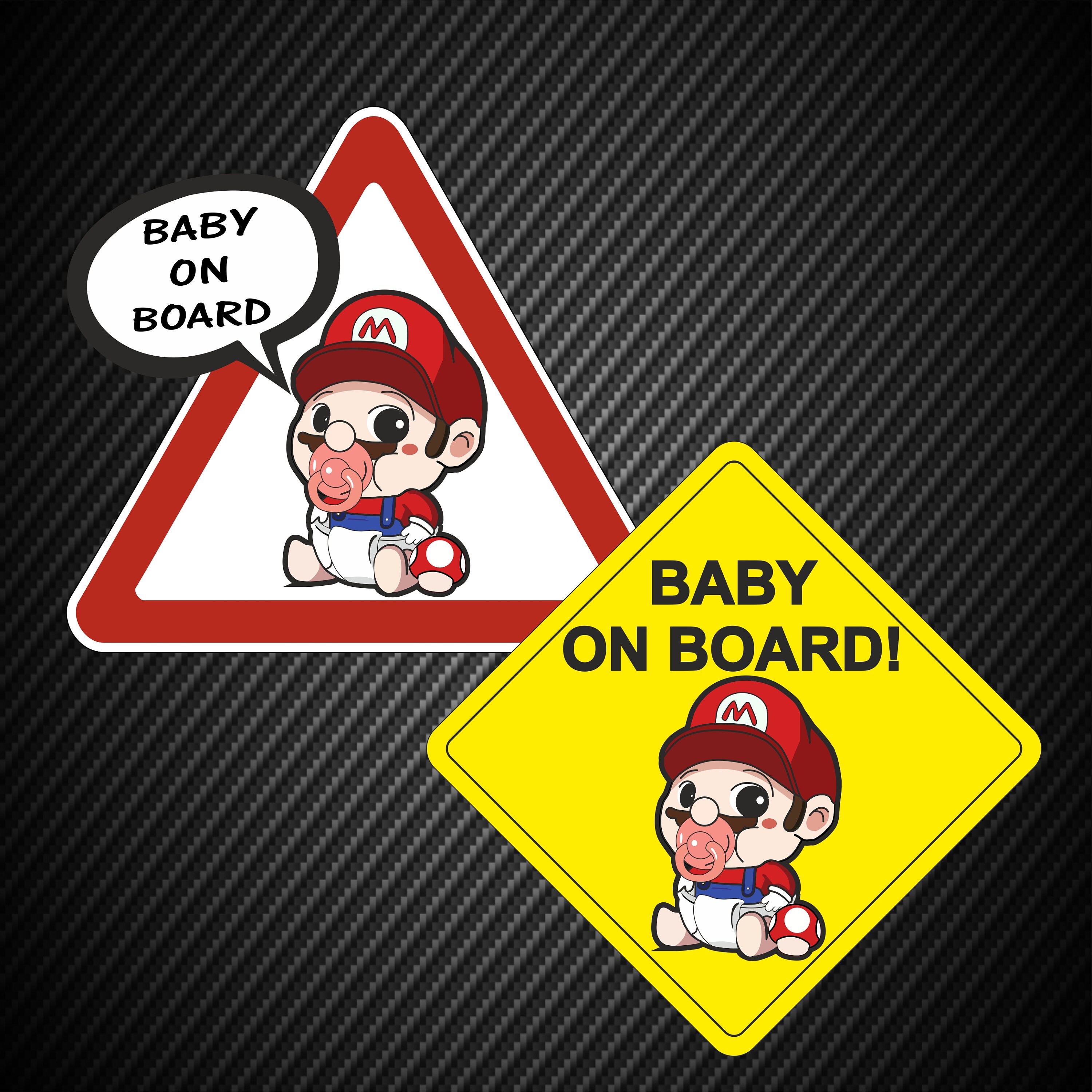 Baby On Board Super Mario Stickers For The Car Etsy
