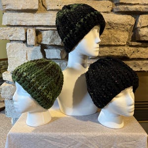Scrap Yarn Beanie Hat or Hand Tied Beanie Hat/Scrap Yarn Hat/Unisex Beanie/Easy Care/Upcycled Hat/Ready to Ship!