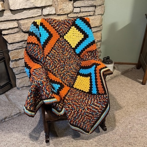 Crochet Afghan Blanket/50&quot;Lx50&quot;W/Decorative Couch Throw/Cozy Lap Blanket/Multi Color Afghan/Handmade Blanket/Brand New Afghan/Ready to Ship!