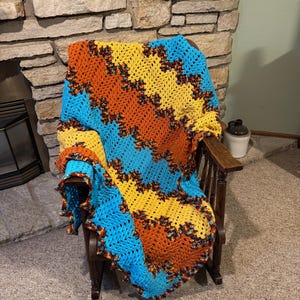 Crochet Afghan Blanket/54&quot;Lx44&quot;W/Decorative Couch Throw/Cozy Lap Blanket/Multi Color Afghan/Handmade Blanket/Brand New Afghan/Ready to Ship!