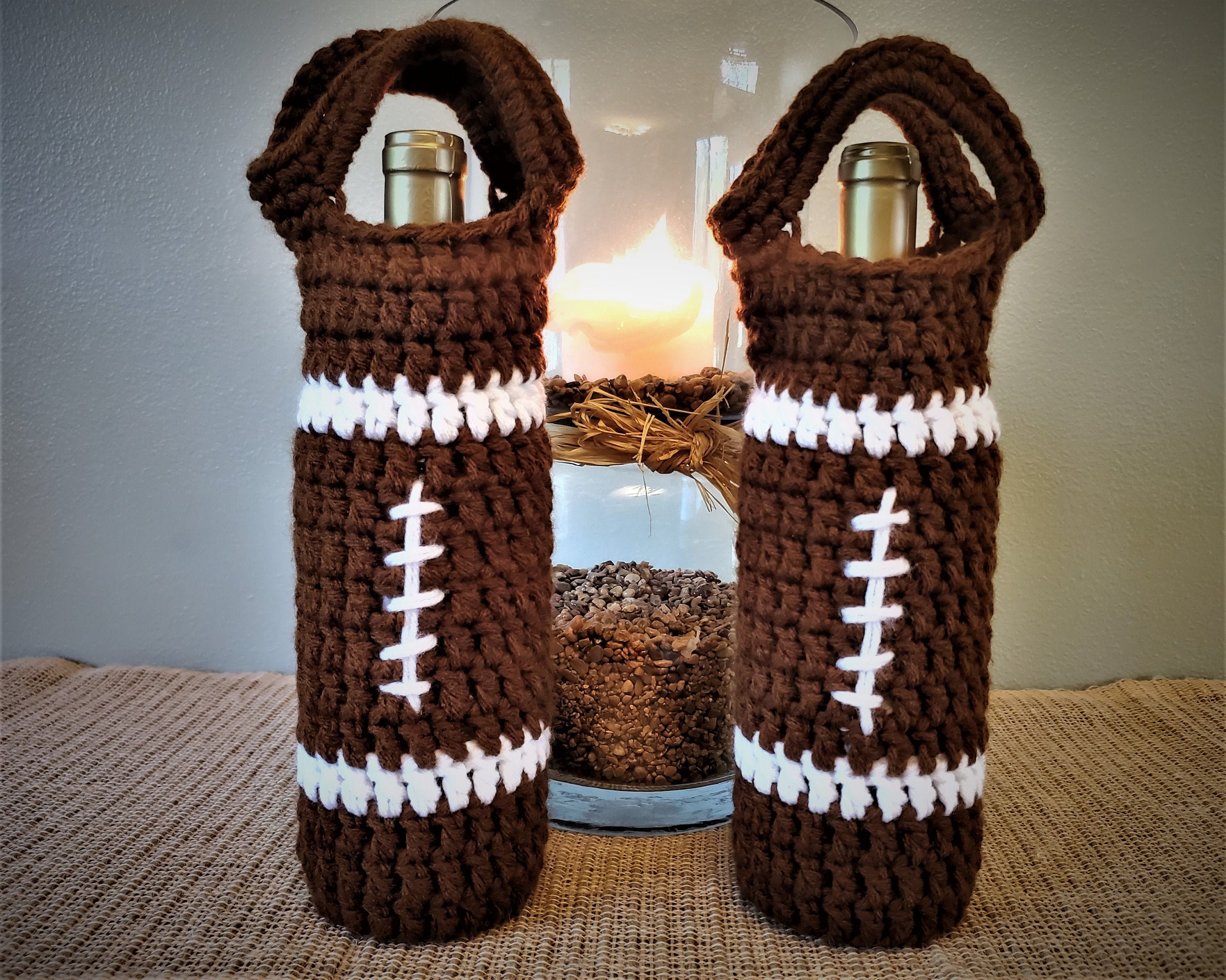 Football Beer Cozy Free Crochet Pattern - Right Handed 