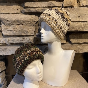 Scrap Yarn Beanie Hat or Hand Tied Beanie Hat/Scrap Yarn Hat/Unisex Beanie/Easy Care/Upcycled Hat/Ready to Ship!