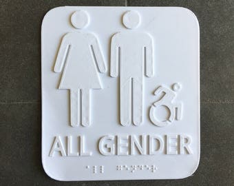 Bathroom Sign | Gender Sign | All Genders | Braille Sign | Restroom Sign | Inclusive Sign | Signs | Directions | Blind Sign | Wall Sign