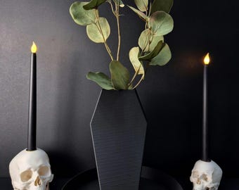 Doodskistvaas voor gedroogde bloemen – Gotische zwarte vaas, 3D-geprint Witchy Home Decor, Halloween-stuk, alternatief gotisch cadeau