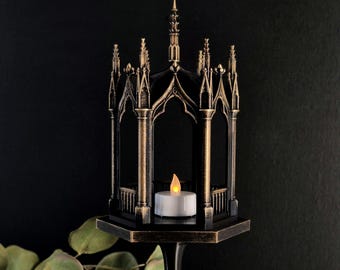 Gothic Lantern Tealight Holder | 3D Printed Candle Holder with Detachable Stand | Dark Home Decor, Gothic Gift