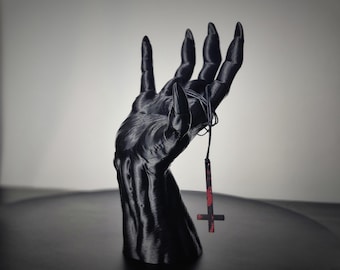 Soporte para joyas góticas, soporte para collares con forma de mano de vampiro, decoración de pared con forma de mano de bruja, regalo gótico, expositor de joyas impreso en 3D.