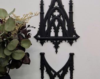 Gothic Cathedral Wall Decor Set, Dark Victorian Gothic Wall Art, Black Gothic Arch Ornament, Medieval Home Decor, Gothic Room Decoration