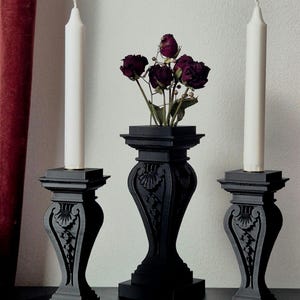 Set of Gothic Vase and Candle Holder &quot;Twilight Duo&quot;, 3D-PRINTED