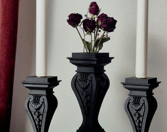 Gotisk vas och 2 ljusstakar – "Twilight", 3D-tryckt väggdekor, mörk heminredning, viktoriansk gotik, Halloweenpresent