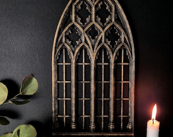 Gothic Cathedral Window "Santa Lucia" 3D Printed, Medieval Church Decor, Arch Wall Hanging, Gothic Wall Art, Dark Fantasy Decor