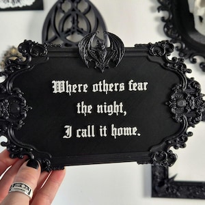 Gothic Wall Art, Vampire Wall Plaque &quot;Gothic Home&quot;, Wall Sign, Gothic Victorian Wall Art, Gothic Gallery Wall, Gothic Wall, 3D-PRINTED