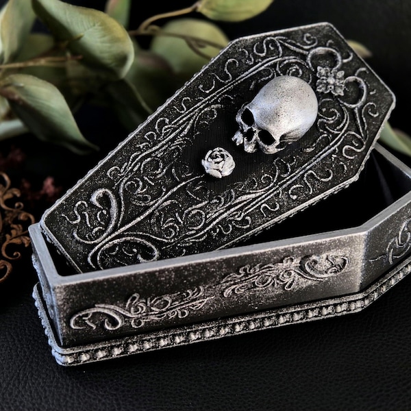 Gothic Coffin Jewelry Box | Victorian Vampire Trinket Box | Rose for the Dead | Goth Gift | Unique 3D Printed Box