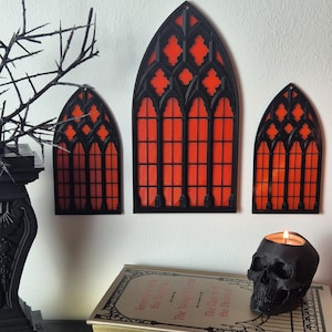 Gothic Window &quot;Santa Sangre&quot;, Cathedral Arch Window, Medieval Church Window, Gothic Wall Decoration, Wall Hanging, 3D-PRINTED