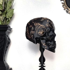 Gothic Baroque Victorian Filigree Human Skull Replica, Black Skull, White Skull, Gold Skull, Silver Skull,  3D-PRINTED