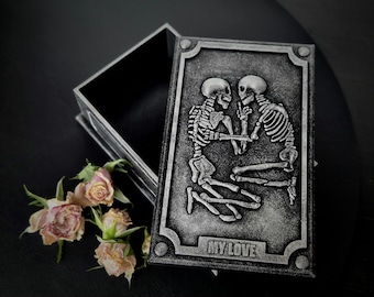 Gothic Lovers Box | Tarotkaartdoos | 3D-geprint gotisch sieradendoosje | Gothic cadeau voor haar | Donkere esthetische opberger