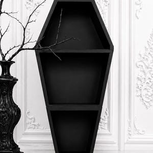 Gothic Coffin Shelf – 3D Printed Curiosities & Oddities Display, Crystal Shelf, Tabletop, Wall Decor
