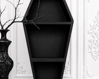 Gothic Coffin Shelf – 3D Printed Curiosities & Oddities Display, Crystal Shelf, Tabletop, Wall Decor