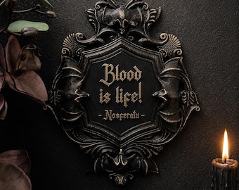 Gothic Wall Nosferatu Plaque | Goth Vampire Bat Art | Victorian Gothic Home Decor | 3D Printed Gothic Wall Sign | Dark Gothic Gallery Wall