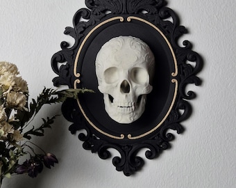 Gothic Skull Wall Frame, Victorian Baroque 3D-Printed Decor, Goth Wall Art, Dark Home Decor, Gothic Gift, Horror Wall Gallery