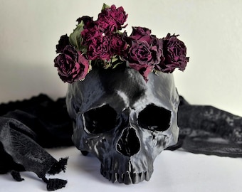 Människoskalleplanter – 3D-tryckt skalleplanterkruka med dränering, gotisk skål för växter, gotisk skallevas, Halloween-heminredning, makaber present