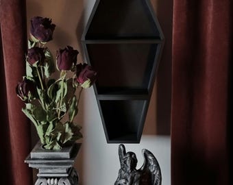 Hanging Coffin Shelf, Tabletop Coffin Shelf, Curiosities Shelf, Crystal Display, Crystal Shelf, Oddities Shelf, Gothic Shelf, 3D-PRINTED