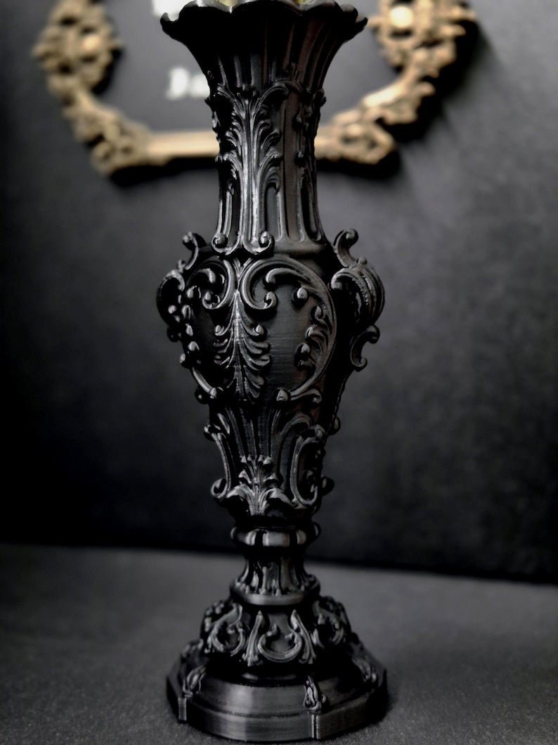 Baroque Vase – 3D Printed Gothic Victorian Vase for Dried Flowers, Gothic Home Decor, Dark Romantic Shelf Decor, Gothic Gift image 4
