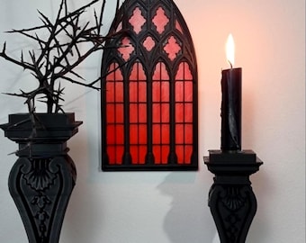 Janela gótica "Santa Sangre" – Arco de catedral impresso em 3D, decoração de igreja medieval, arte de parede gótica, decoração de casa escura, tapeçaria de parede