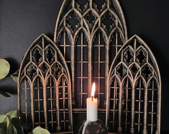 Gothic Window &quot;Santa Lucia&quot;, Cathedral Arch Window, Medieval Church Window, Gothic Wall Decoration, Wall Hanging, 3D-PRINTED