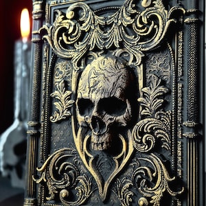 Baroque Skull Wall Plaque, Blackened Gold Wall Frame, Gothic Gallery Wall, Gothic Wall, Skull Gothic Victorian Wall Art, 3D-PRINTED