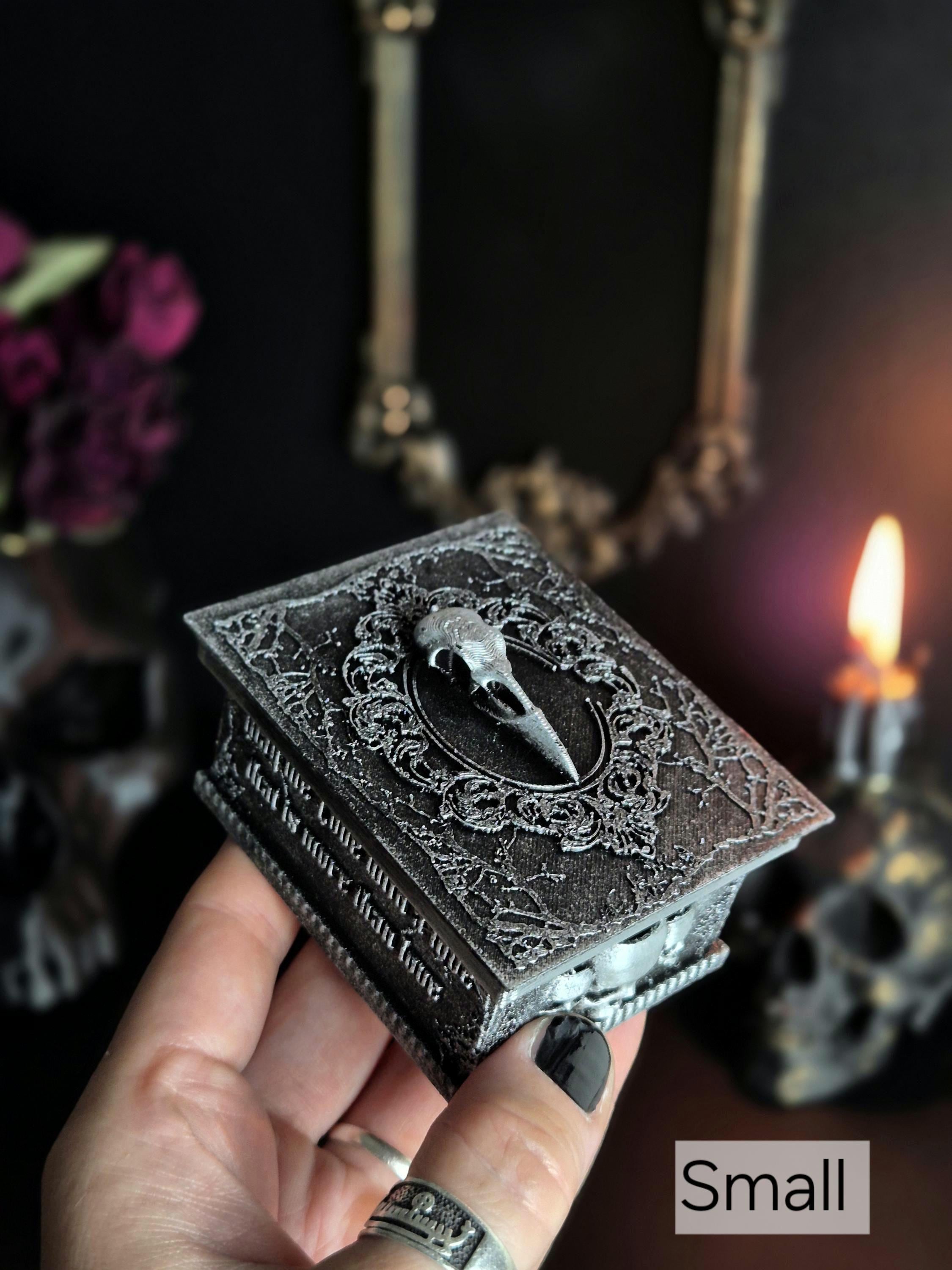 Gothic Raven Casket Jewelry Box, Poe Inspired Ring Box, Victorian