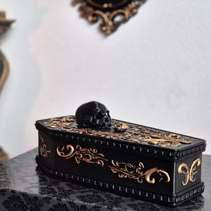 Coffin Box "A Rose for the Dead"| Unique Gothic Coffin Jewelry Box, Victorian Style Box, Coffin Casket, Vampire Trinket Box, Goth Gift