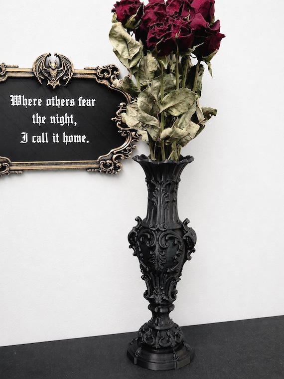 Baroque Vase – 3D Printed Gothic Victorian Vase for Dried Flowers, Gothic Home Decor, Dark Romantic Shelf Decor, Gothic Gift