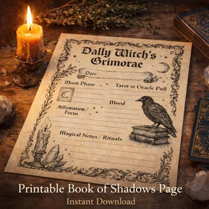 Página del Grimorio Diario de la Bruja: Plantilla de Diario de Brujería Gótica - Descarga Digital Imprimible