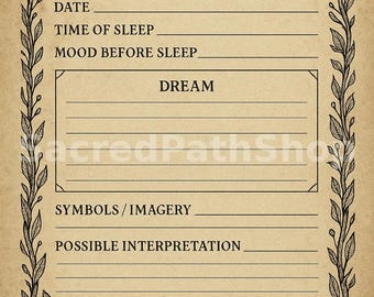 Gothic Dream Journal Page – Printable Vintage Sleep Tracker for Witchy Grimoire