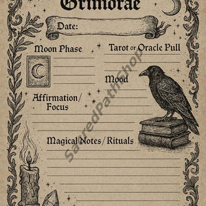 Printable Daily Witch’s Grimoire Page – Gothic Witchcraft Journal Template