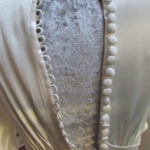 1930s 1940s Heart Soutache Embroidered Sheer White Chiffon Wedding Gown | small/medium