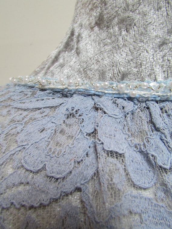 1930s lace pale blue lavender Art Deco evening go… - image 8