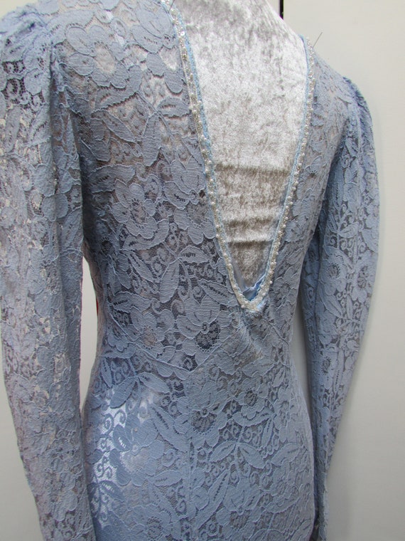 1930s lace pale blue lavender Art Deco evening go… - image 9